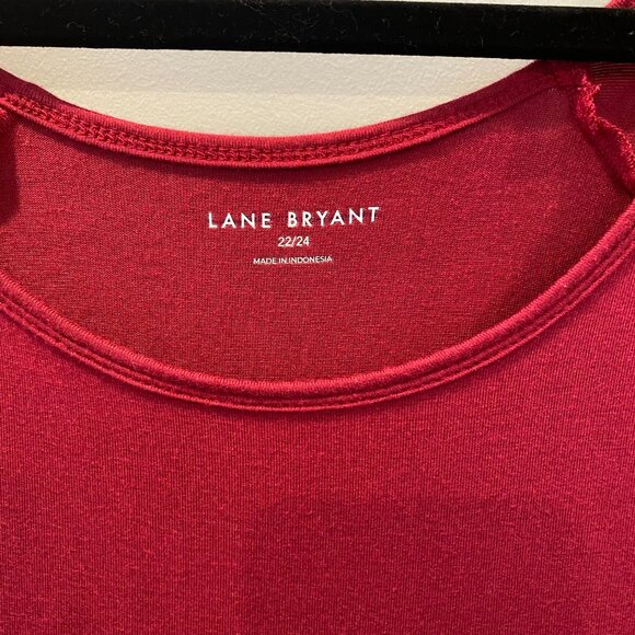 Lane Bryant Raglan Tee 3X Curved Hem TShirt Top Super Soft Knit Maroon 22 24 NEW - Picture 9 of 9